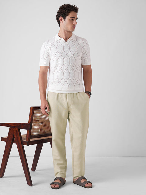 BEIGE DOBBY TRAVELLER TROUSERS