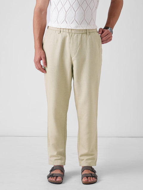 BEIGE DOBBY TRAVELLER TROUSERS
