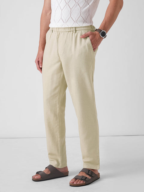 Beige Dobby Traveller Trousers