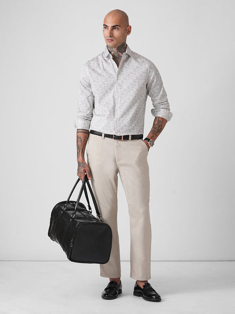 BEIGE DOBBY TRAVELLER TROUSERS