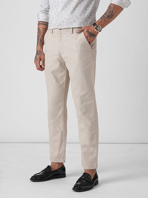 BEIGE DOBBY TRAVELLER TROUSERS