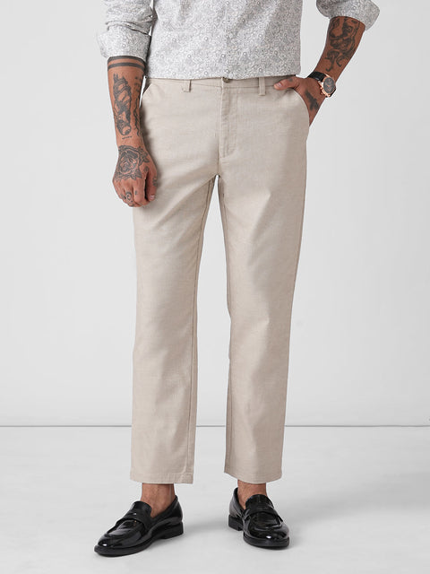 BEIGE DOBBY TRAVELLER TROUSERS
