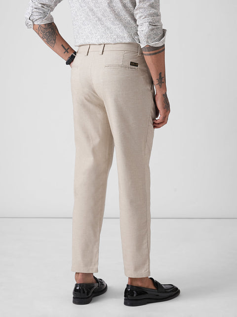BEIGE DOBBY TRAVELLER TROUSERS