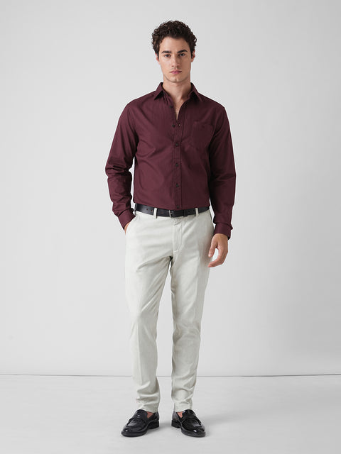 Cream Slim Fit Trouser