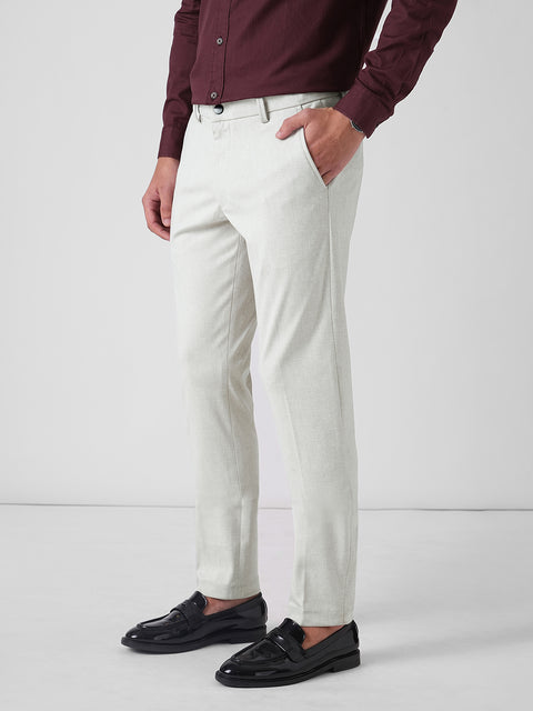 Cream Slim Fit Trouser