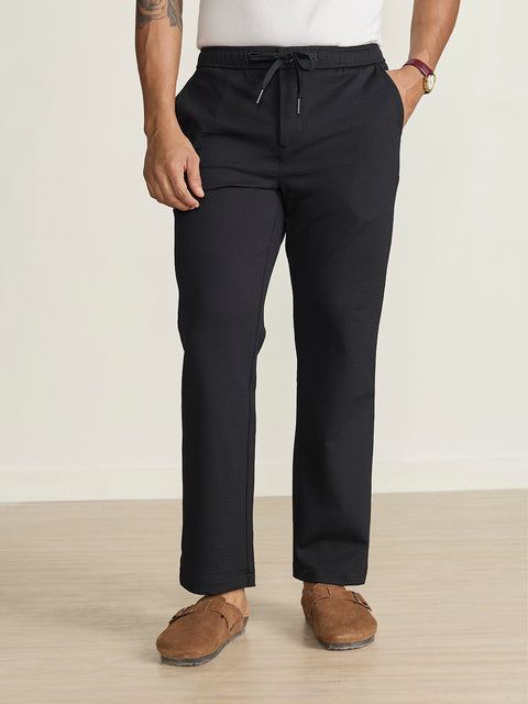 Polyester Stretch Solid Traveller Fit Trousers