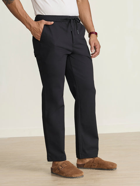 Polyester Stretch Solid Traveller Fit Trousers