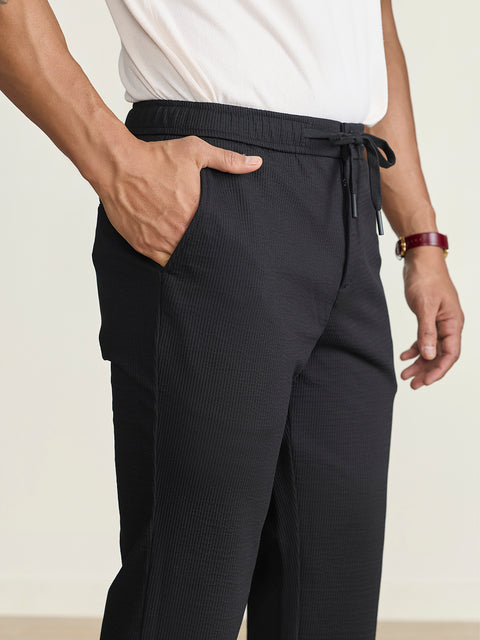 Polyester Stretch Solid Traveller Fit Trousers