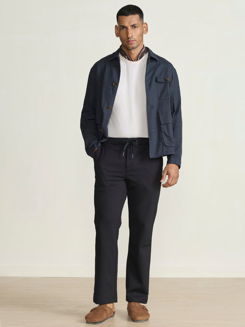Polyester Stretch Solid Traveller Fit Trousers