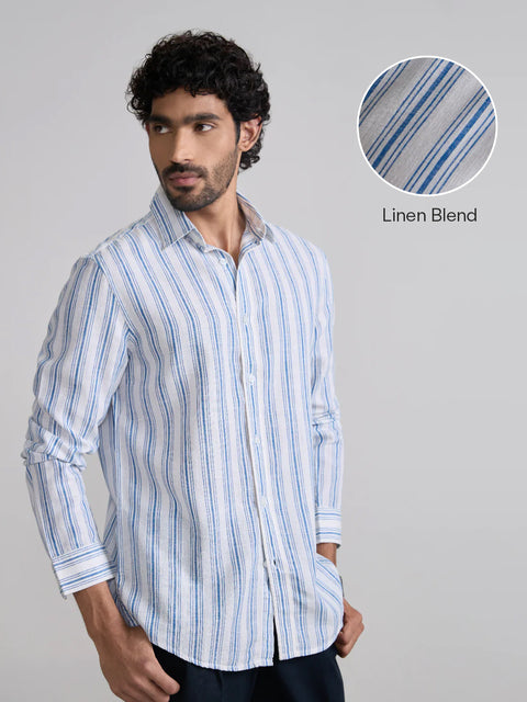 Striped Slub Tailored Fit Shirt