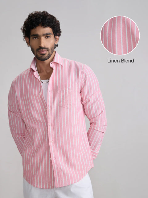 Striped Slub Tailored Fit Shirt