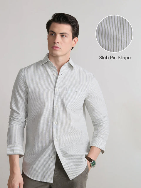 Striped Slub Tailored Fit Shirt