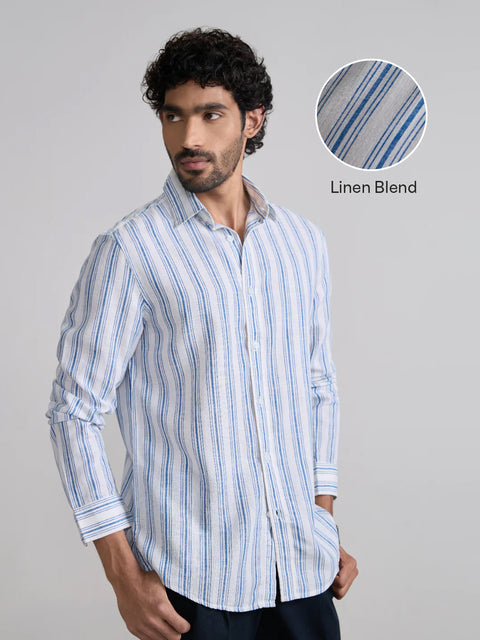 Striped Slub Tailored Fit Shirt