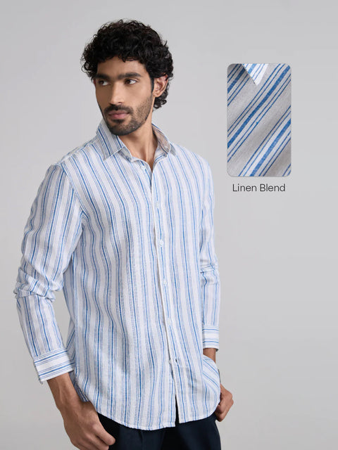 Striped Slub Tailored Fit Shirt
