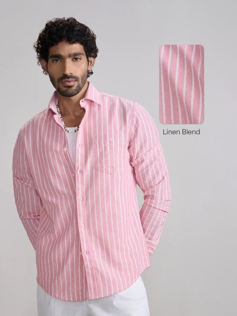 Striped Slub Tailored Fit Shirt