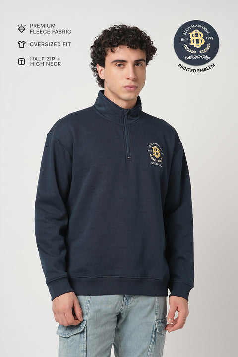 NAVY HIGH NECK SWEATSHIRT