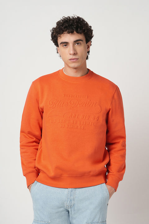 ORANGE EMBOSSED PULLOVER SWEATSHIRT