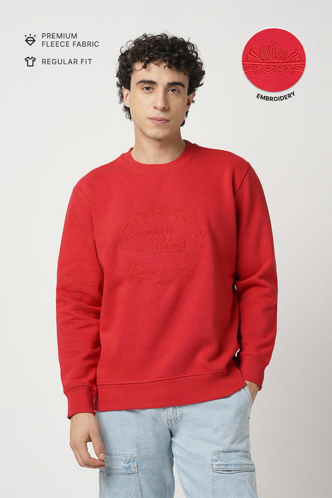 RED CREW NECK PULLOVER SWEATSHIRT