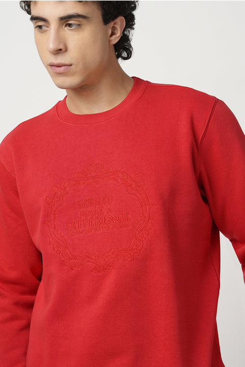 RED CREW NECK PULLOVER SWEATSHIRT