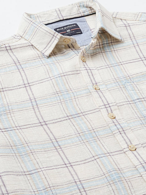 Aqua Checks Cotton Shirt - Shirt - 240427639