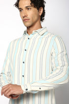 Aqua Striped Cotton Shirt - Shirt - 240527896