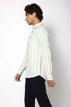 Aqua Striped Cotton Shirt - Shirt - 240527896