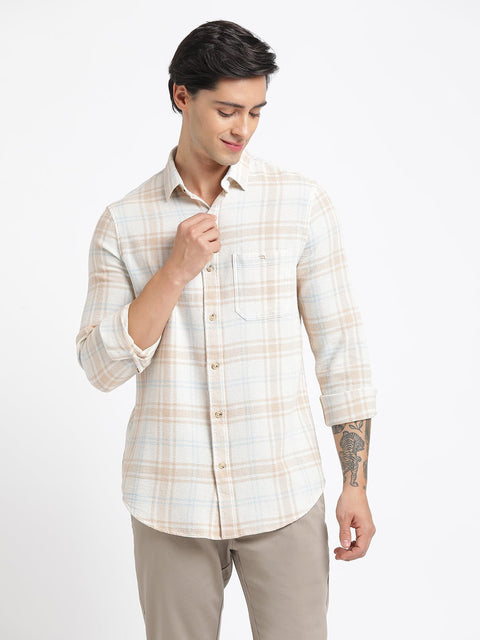 Beige Checks Casual Shirt - Shirt - 240427502