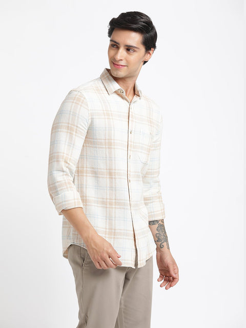 Beige Checks Casual Shirt - Shirt - 240427502