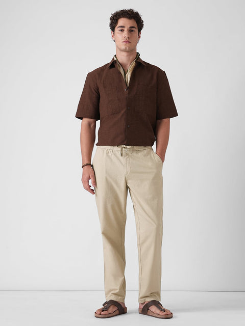 BEIGE DOBBY TRAVELLER TROUSER - Trousers - 4IS1F0116