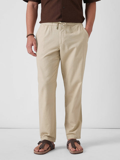 BEIGE DOBBY TRAVELLER TROUSER - Trousers - 4IS1F0116