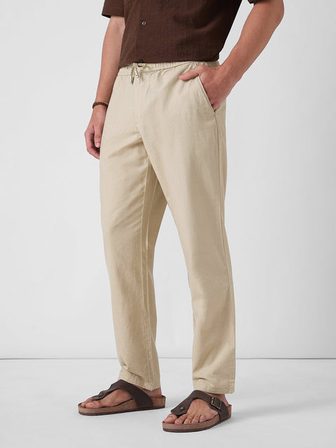 BEIGE DOBBY TRAVELLER TROUSER - Trousers - 4IS1F0116