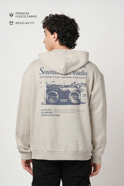 BEIGE FLEECE PULLOVER HOODIE - Sweatshirt - 250960107