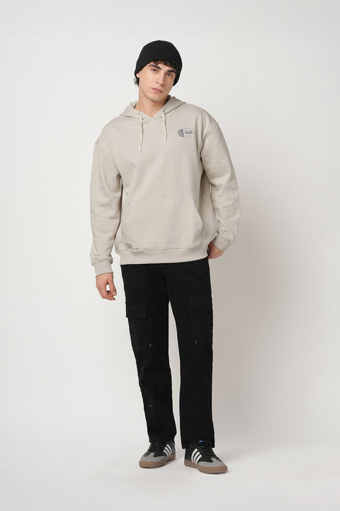 BEIGE FLEECE PULLOVER HOODIE - Sweatshirt - 250960107