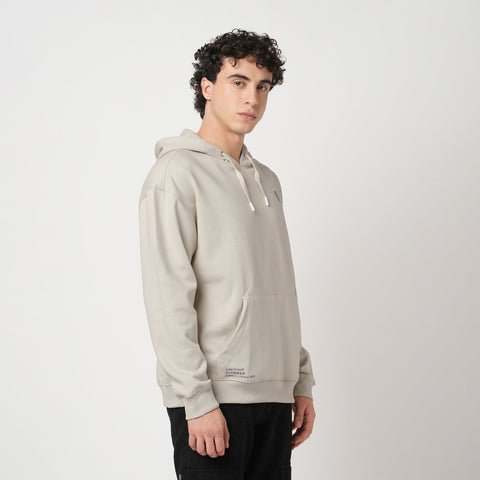 BEIGE FLEECE PULLOVER HOODIE - Sweatshirt - 250960107