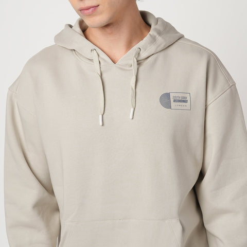 BEIGE FLEECE PULLOVER HOODIE - Sweatshirt - 250960107