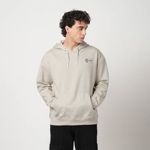BEIGE FLEECE PULLOVER HOODIE - Sweatshirt - 250960107