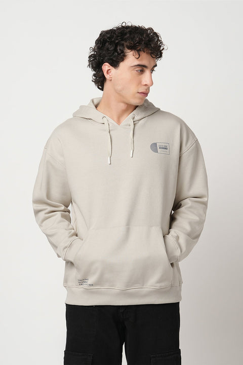 BEIGE FLEECE PULLOVER HOODIE - Sweatshirt - 250960107