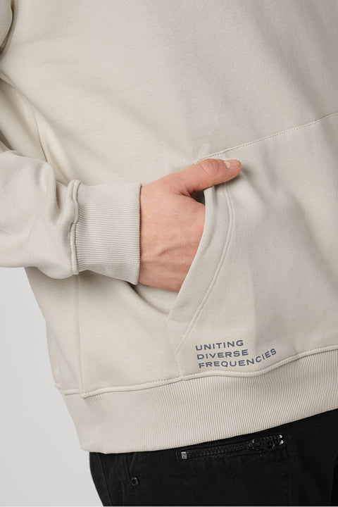 BEIGE FLEECE PULLOVER HOODIE - Sweatshirt - 250960107