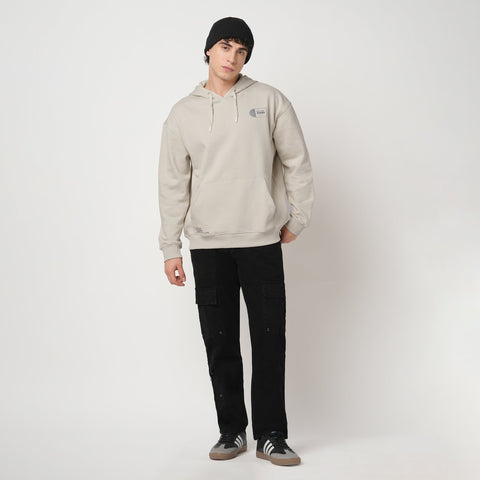 BEIGE FLEECE PULLOVER HOODIE - Sweatshirt - 250960107