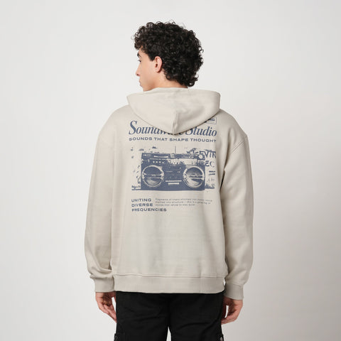 BEIGE FLEECE PULLOVER HOODIE - Sweatshirt - 250960107