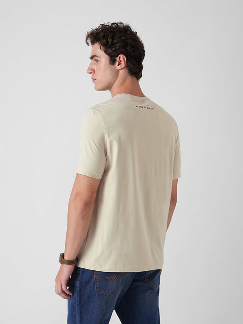 BEIGE GRAPHIC ROUND NECK T - SHIRT - T Shirt - 250930884