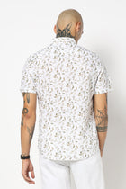 BEIGE LEAF PRINTED HALF SLEEVE SHIRT-Shirt - 250731842