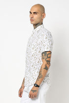 BEIGE LEAF PRINTED HALF SLEEVE SHIRT-Shirt - 250731842