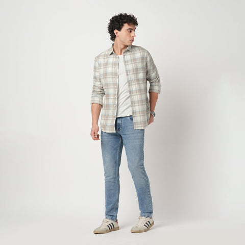 BEIGE OXFORD CHECKERED SHIRT-Shirt - 251033115