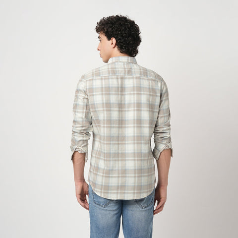 BEIGE OXFORD CHECKERED SHIRT-Shirt - 251033115
