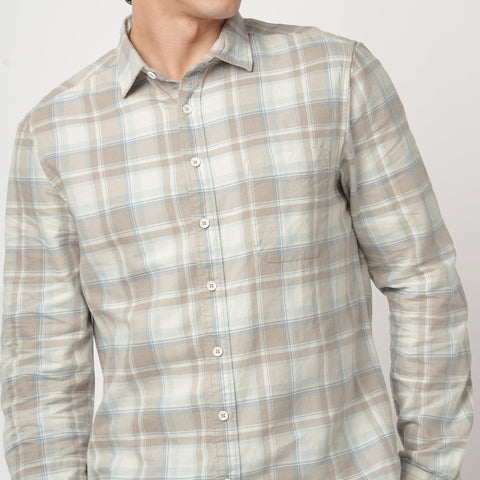 BEIGE OXFORD CHECKERED SHIRT-Shirt - 251033115