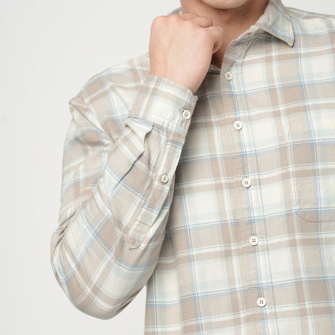 BEIGE OXFORD CHECKERED SHIRT-Shirt - 251033115