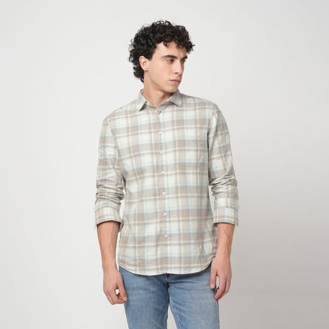 BEIGE OXFORD CHECKERED SHIRT-Shirt - 251033115