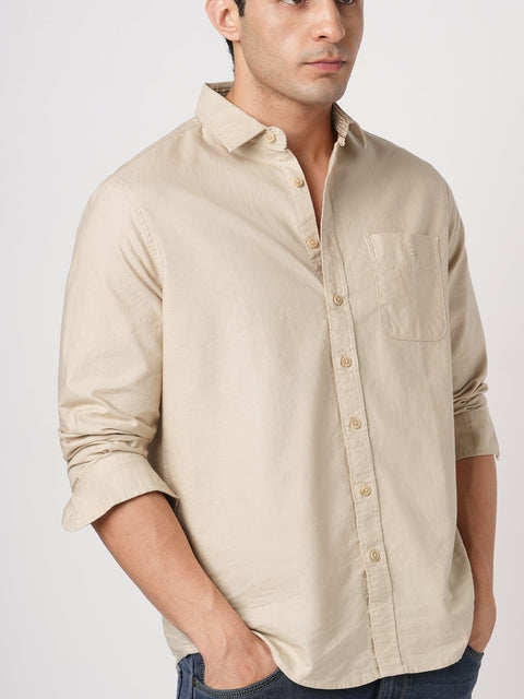 BEIGE OXFORD PLAIN SHIRT-Shirt - 251033555