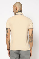 BEIGE PLAIN HALF SLEEVE POLO - T Shirt - 2506301298